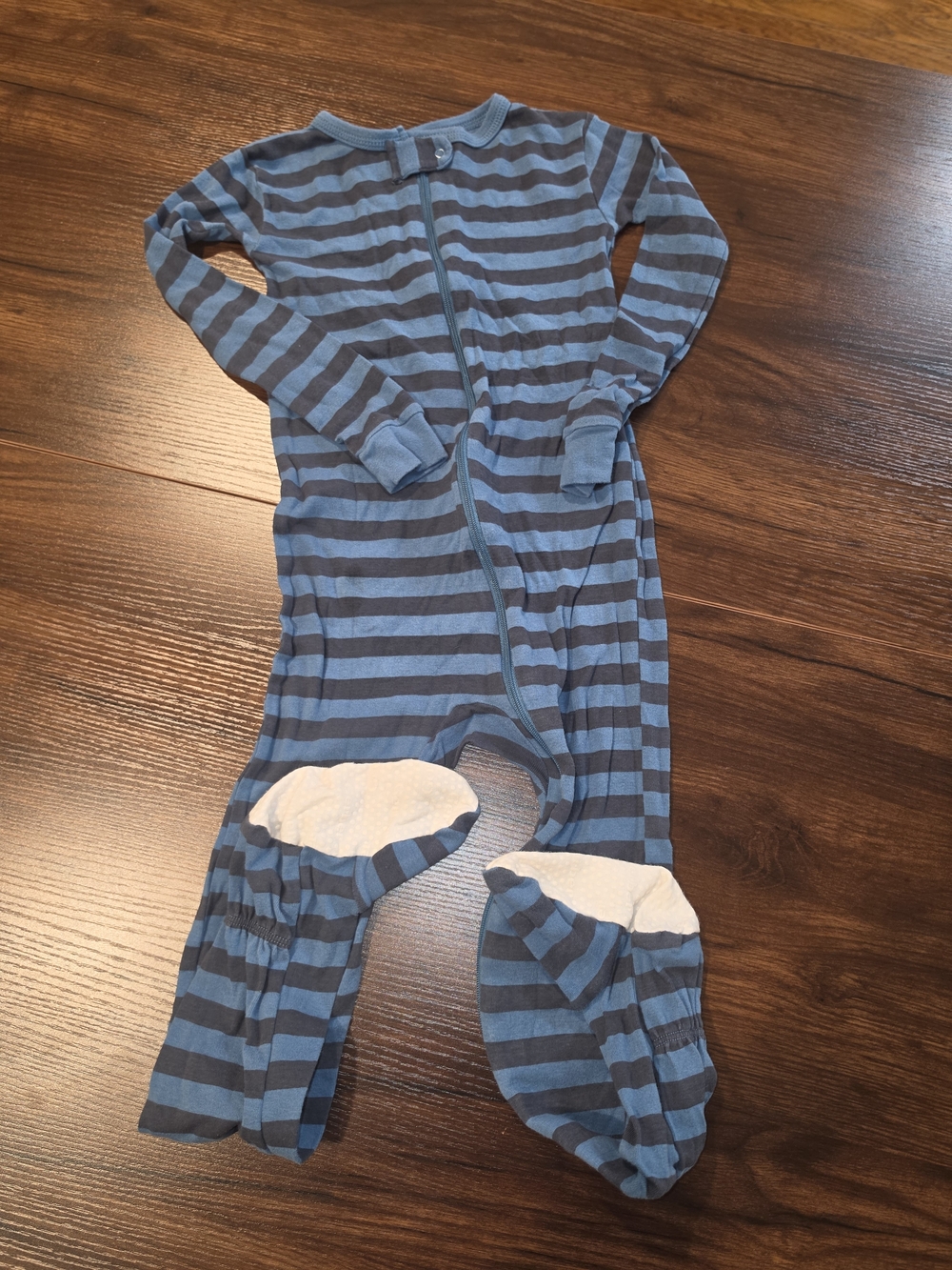 Gerber Blue and Navy Striped Zip-Front Footed Pajamas
